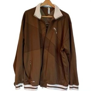 Vintage Authentic Rocawear Brown & White Diagonal Mesh Windbreaker, [Sz 3XL]
